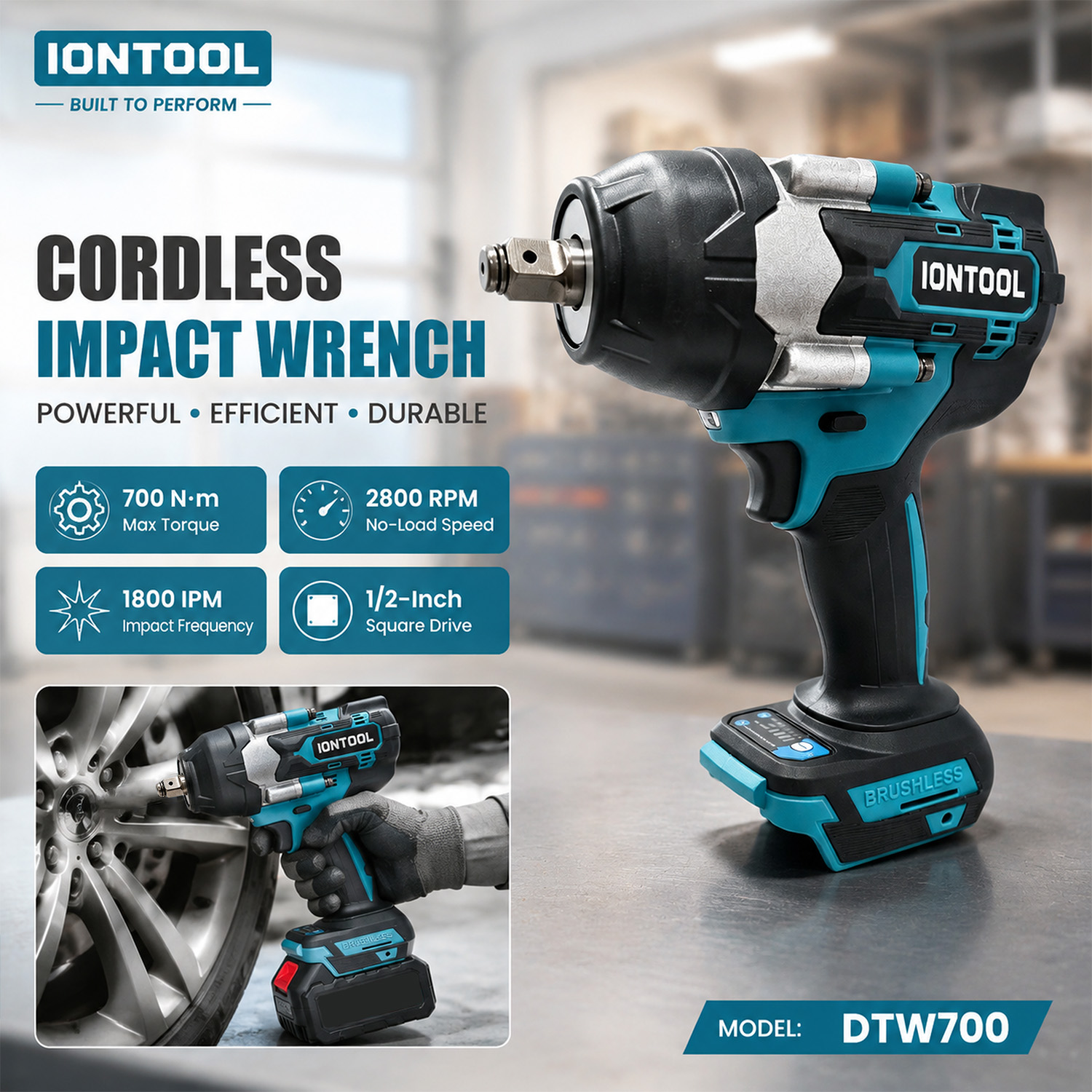 Workshop Tools Engineering - Llave de impacto inalámbrica antideslizante IONTOOL