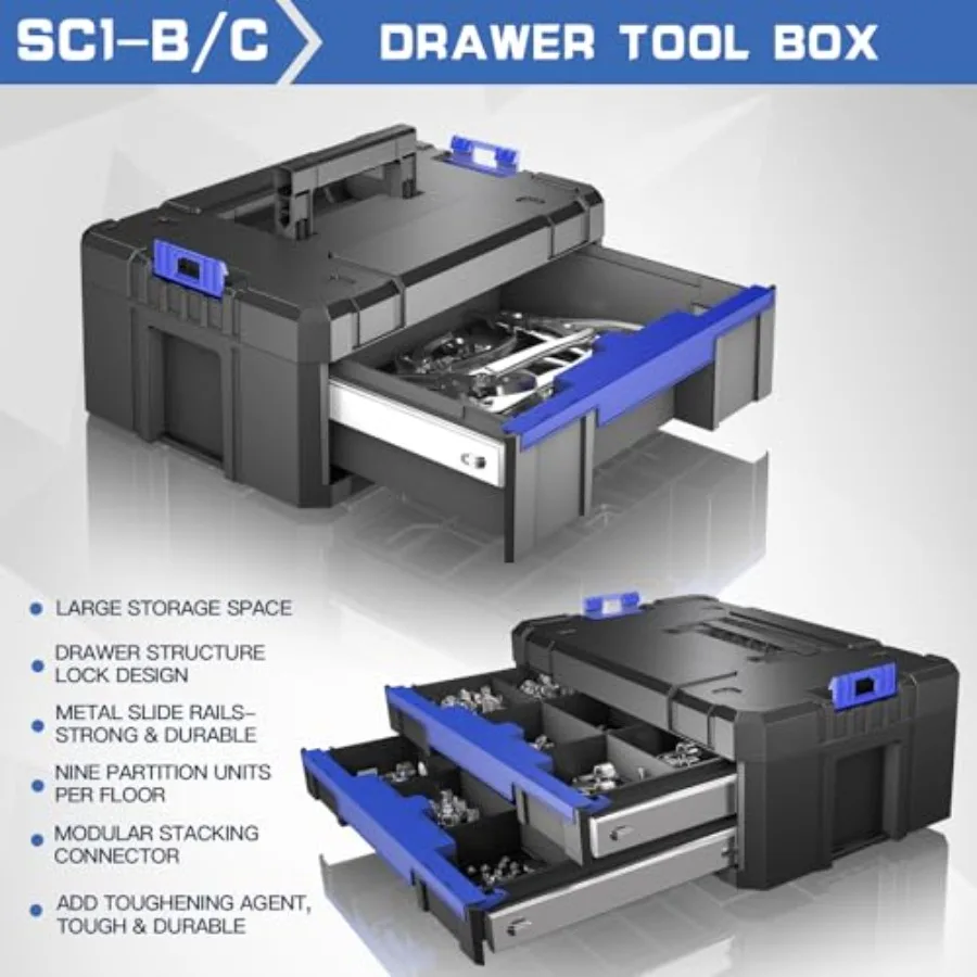 Caja de herramientas apilable  - Workshop Tools Uses reseña y precio